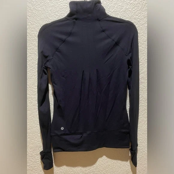 Lululemon Rush Hour 1/2 Zip Black Thumb Holes Size 4 - Picture 10 of 14